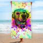 Preview: Badehandtuch Leo – Popart-Hundemotiv, 75x165 cm, 100 % Polyester, weich & schnelltrocknend